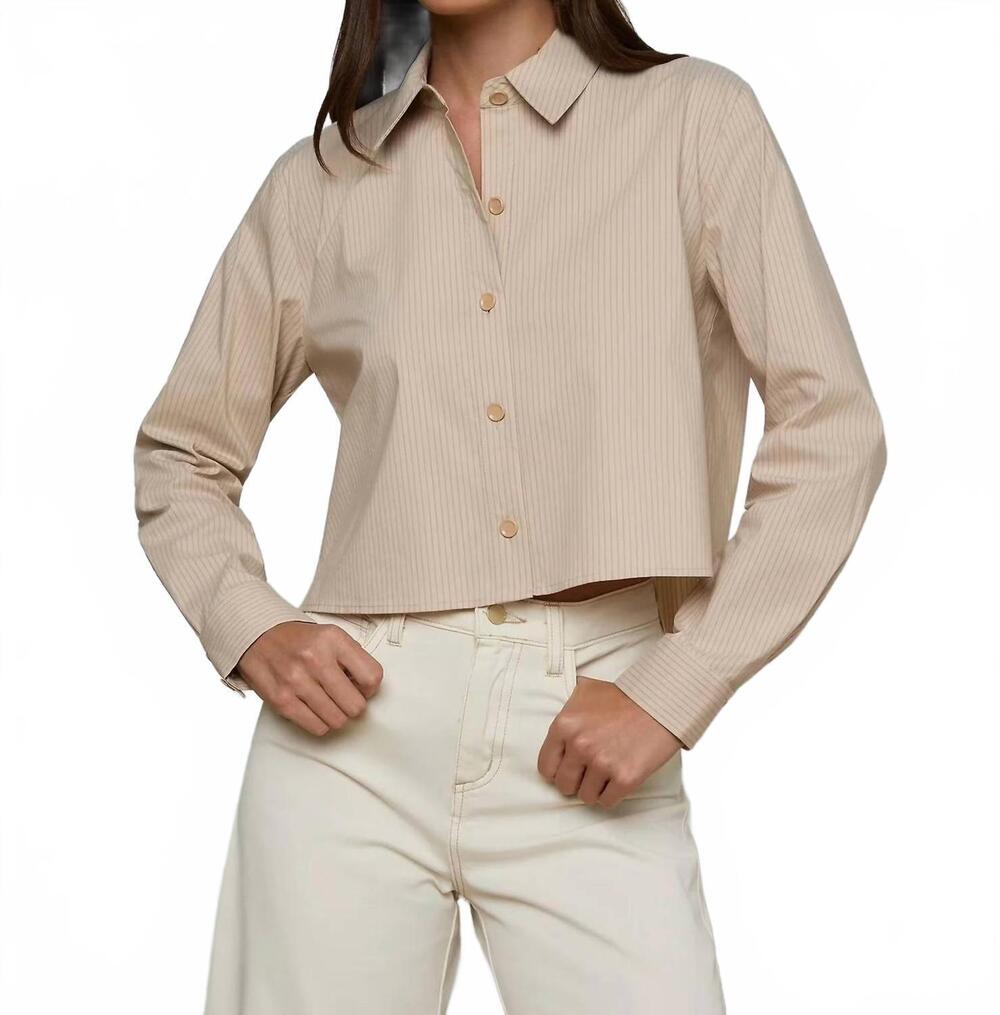 NEW L'AGENCE cosette shirt in neutral tan